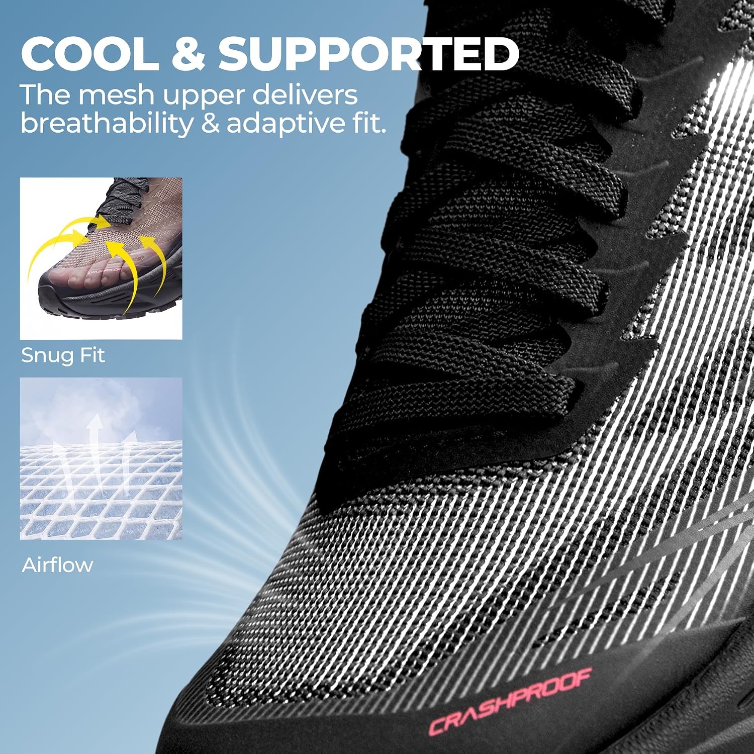image:imageNORTIV 8 Womens Breathable Trail Running ShoesAll Black