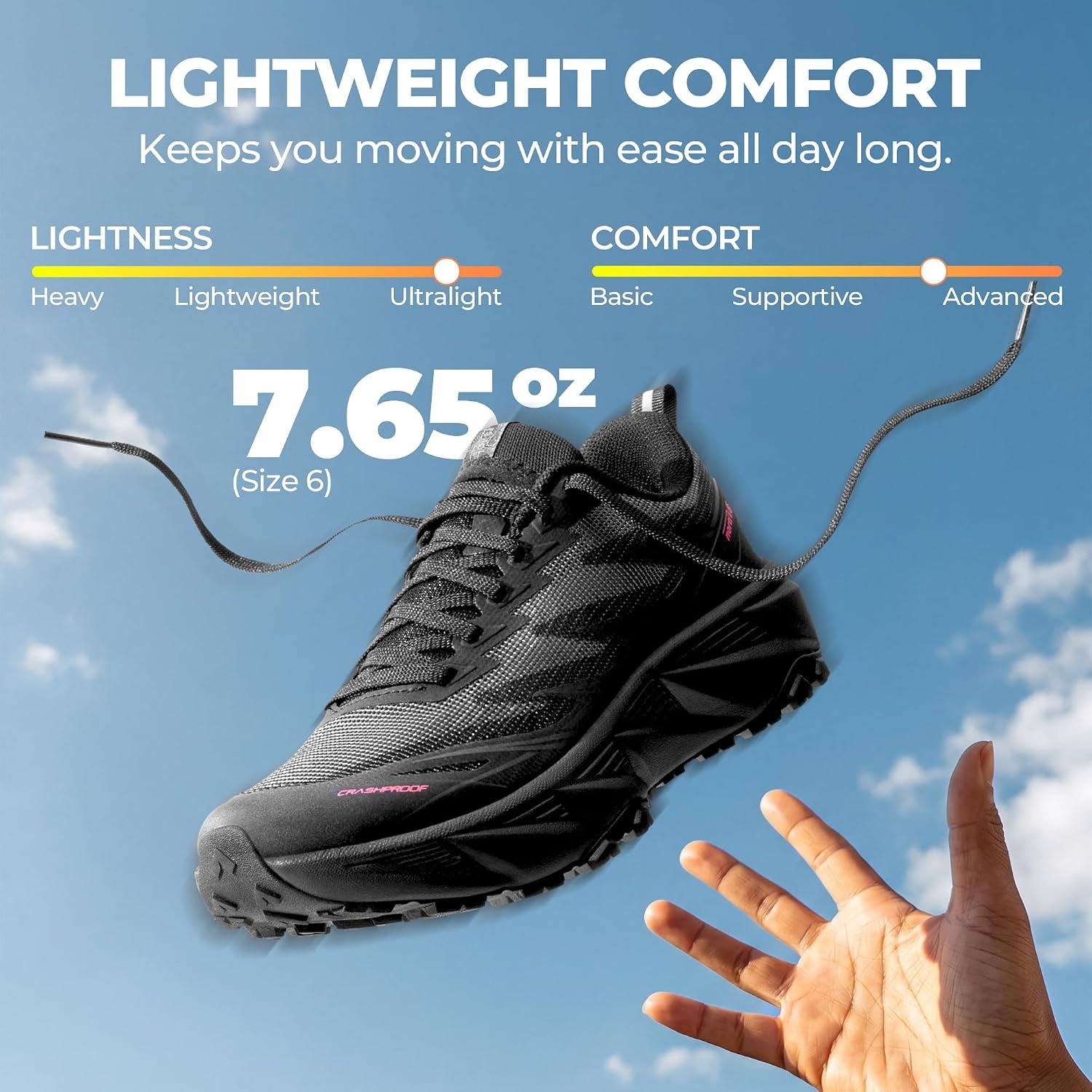 image:imageNORTIV 8 Womens Breathable Trail Running ShoesAll Black