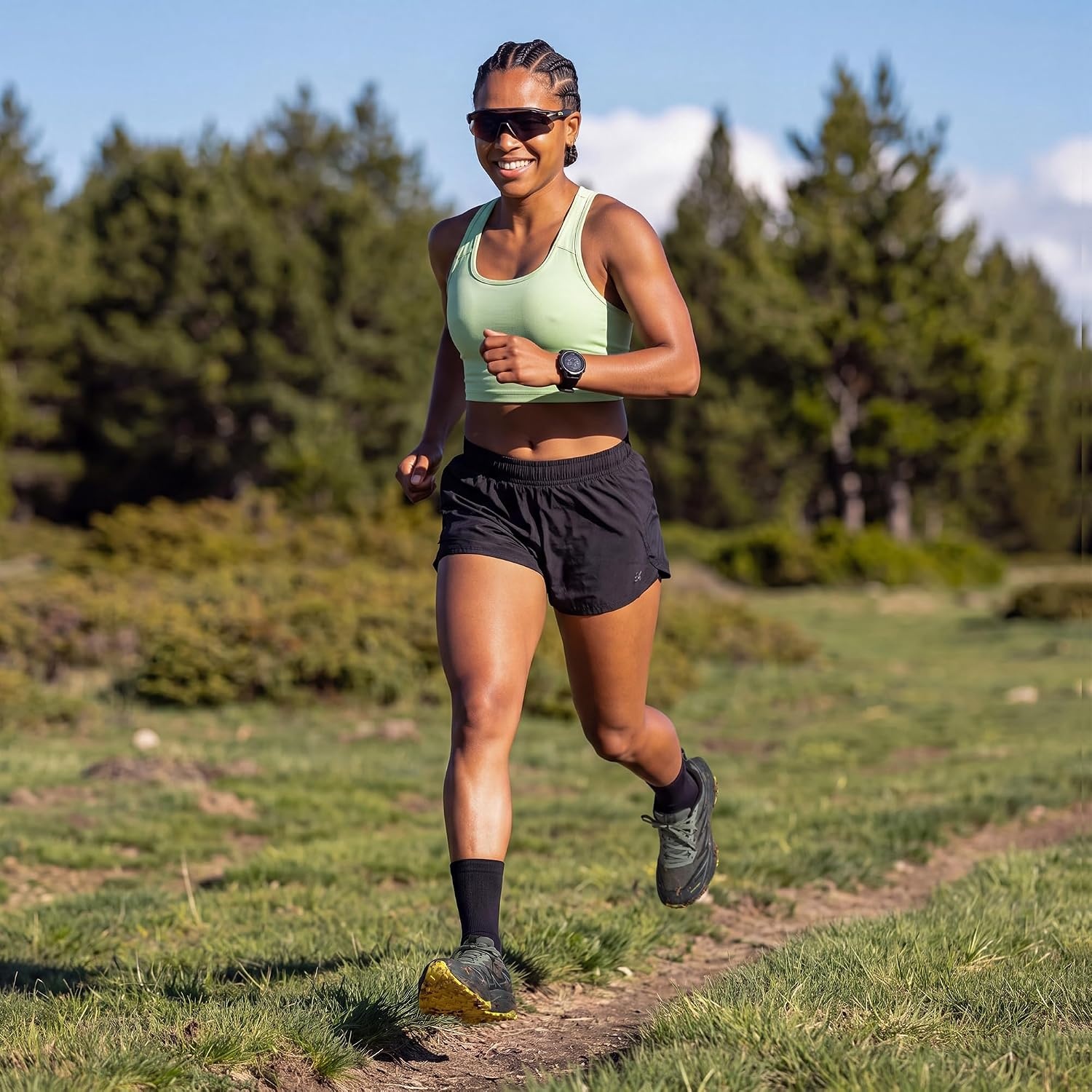 image:imageNORTIV 8 Womens Breathable Trail Running ShoesBlackArmy Green
