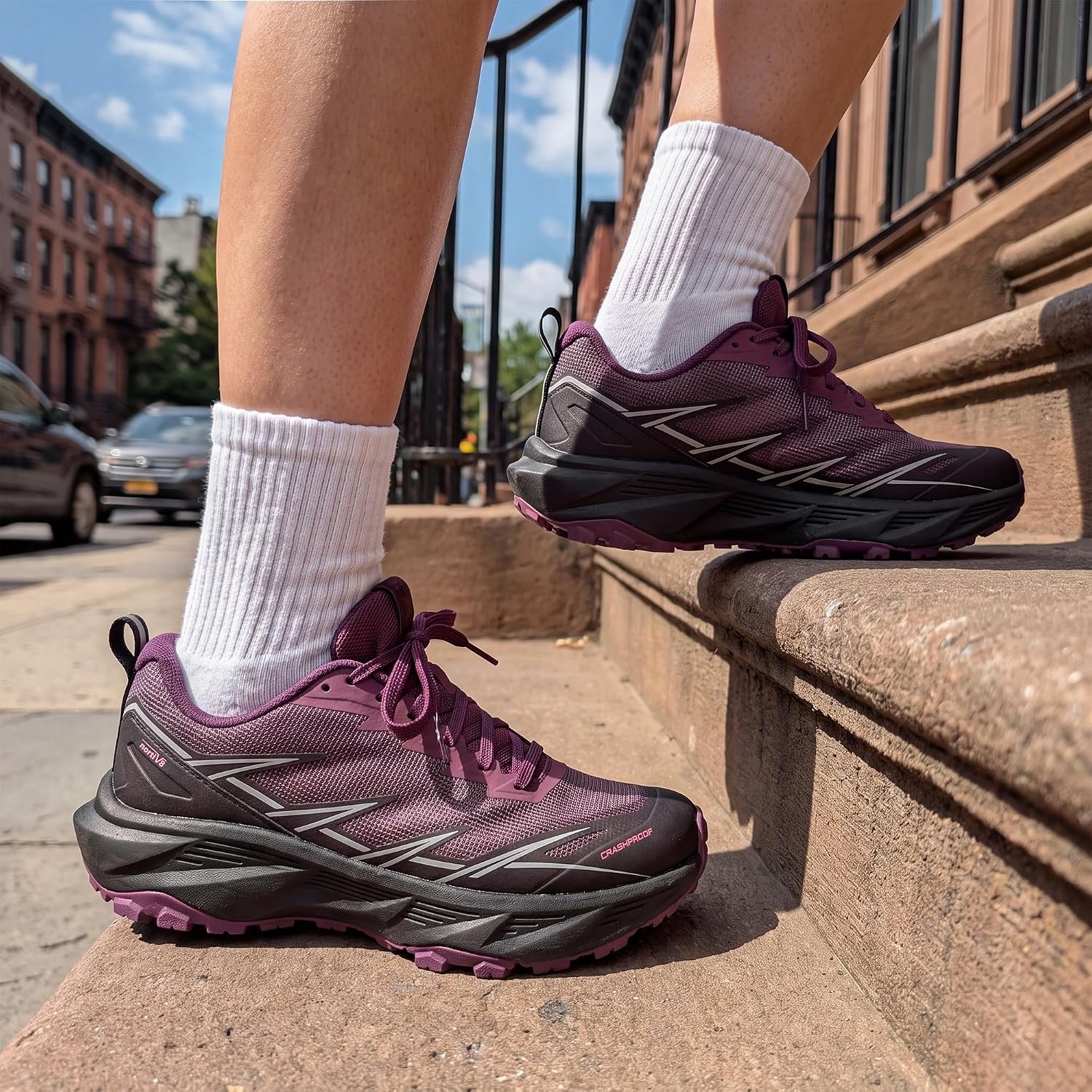image:imageNORTIV 8 Womens Breathable Trail Running ShoesBlackPurple