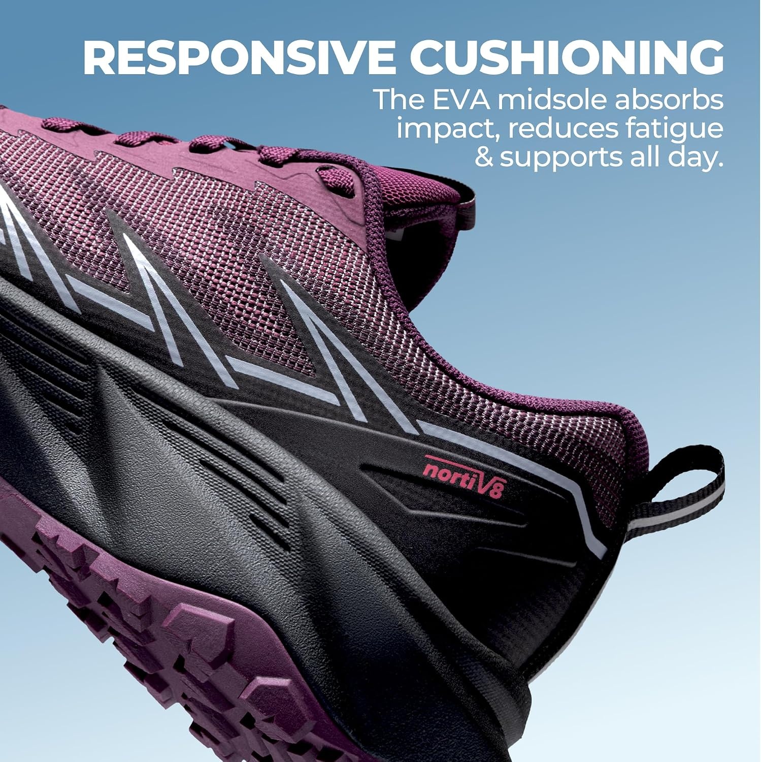 image:imageNORTIV 8 Womens Breathable Trail Running ShoesBlackPurple