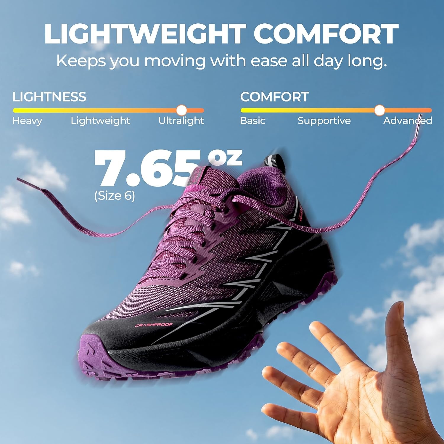 image:imageNORTIV 8 Womens Breathable Trail Running ShoesBlackPurple