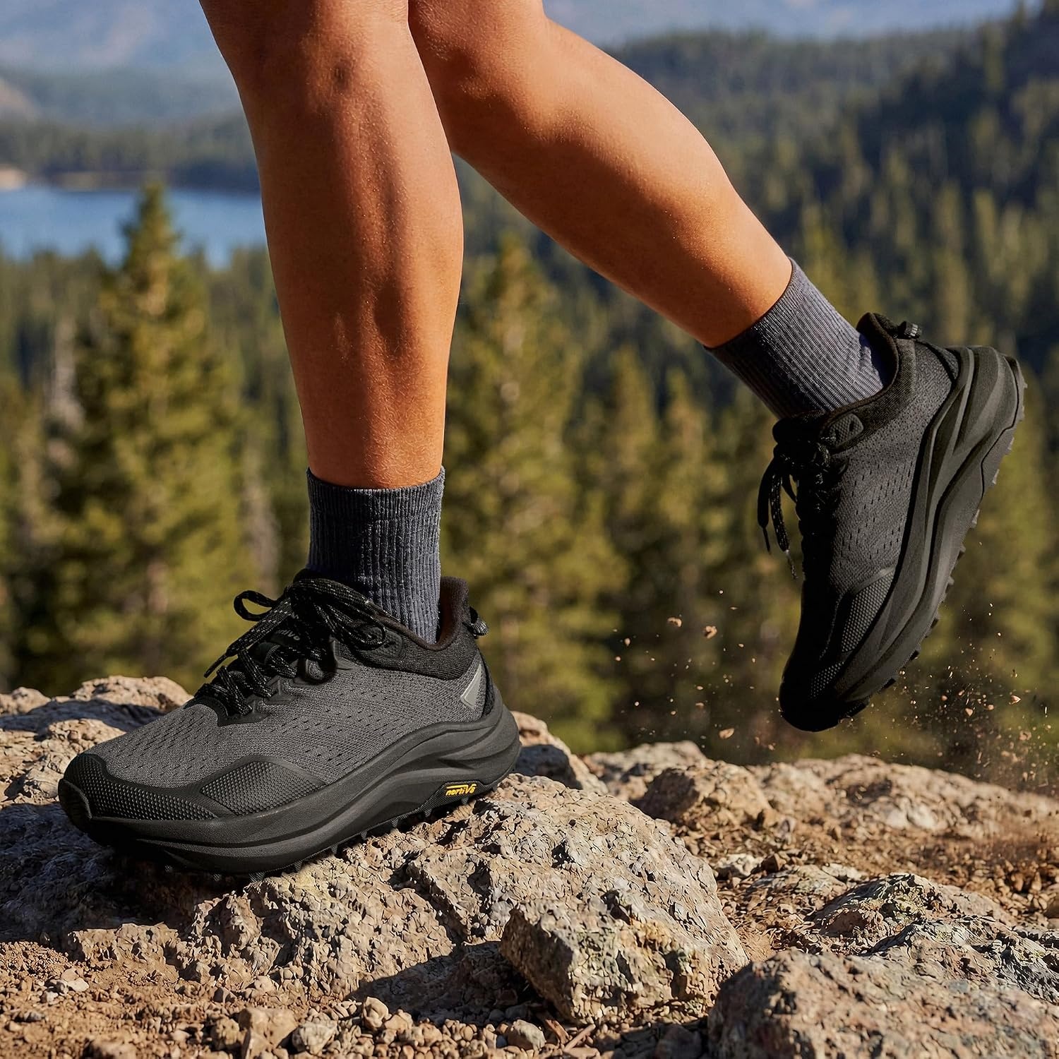 image:imageNORTIV 8 Womens Wide Toe Box Trail Running Walking ShoeAll Black