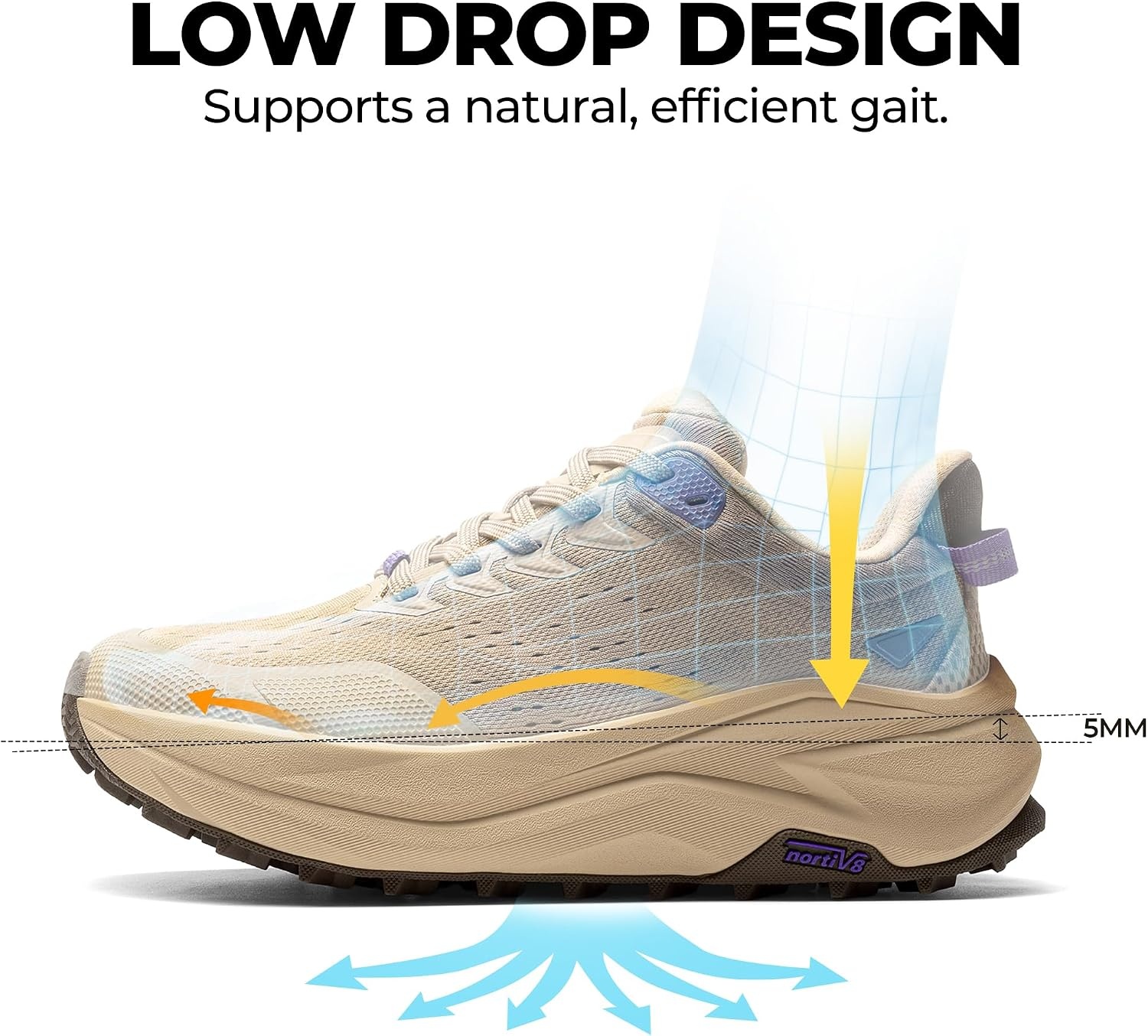 image:imageNORTIV 8 Womens Wide Toe Box Trail Running Walking ShoeKhaki
