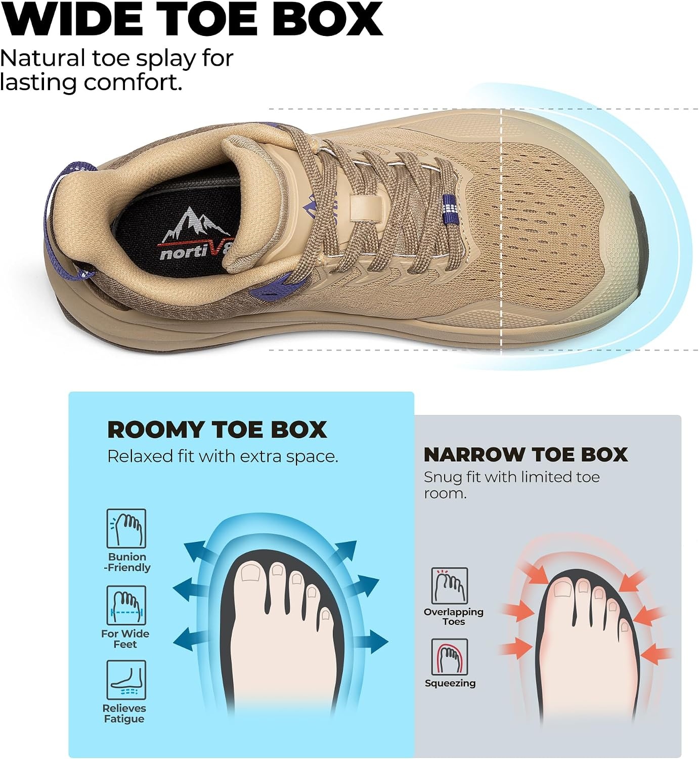 image:imageNORTIV 8 Womens Wide Toe Box Trail Running Walking ShoeKhaki