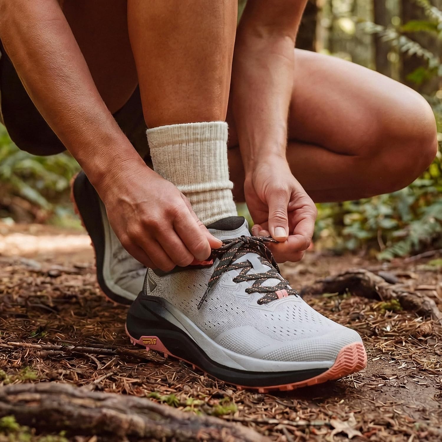 image:imageNORTIV 8 Womens Wide Toe Box Trail Running Walking ShoeLight GreyPink