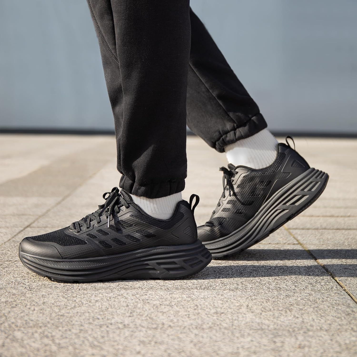 image:imageNORTIV 8 Mens Walking Running Tennis Shoes SneakersAll Black
