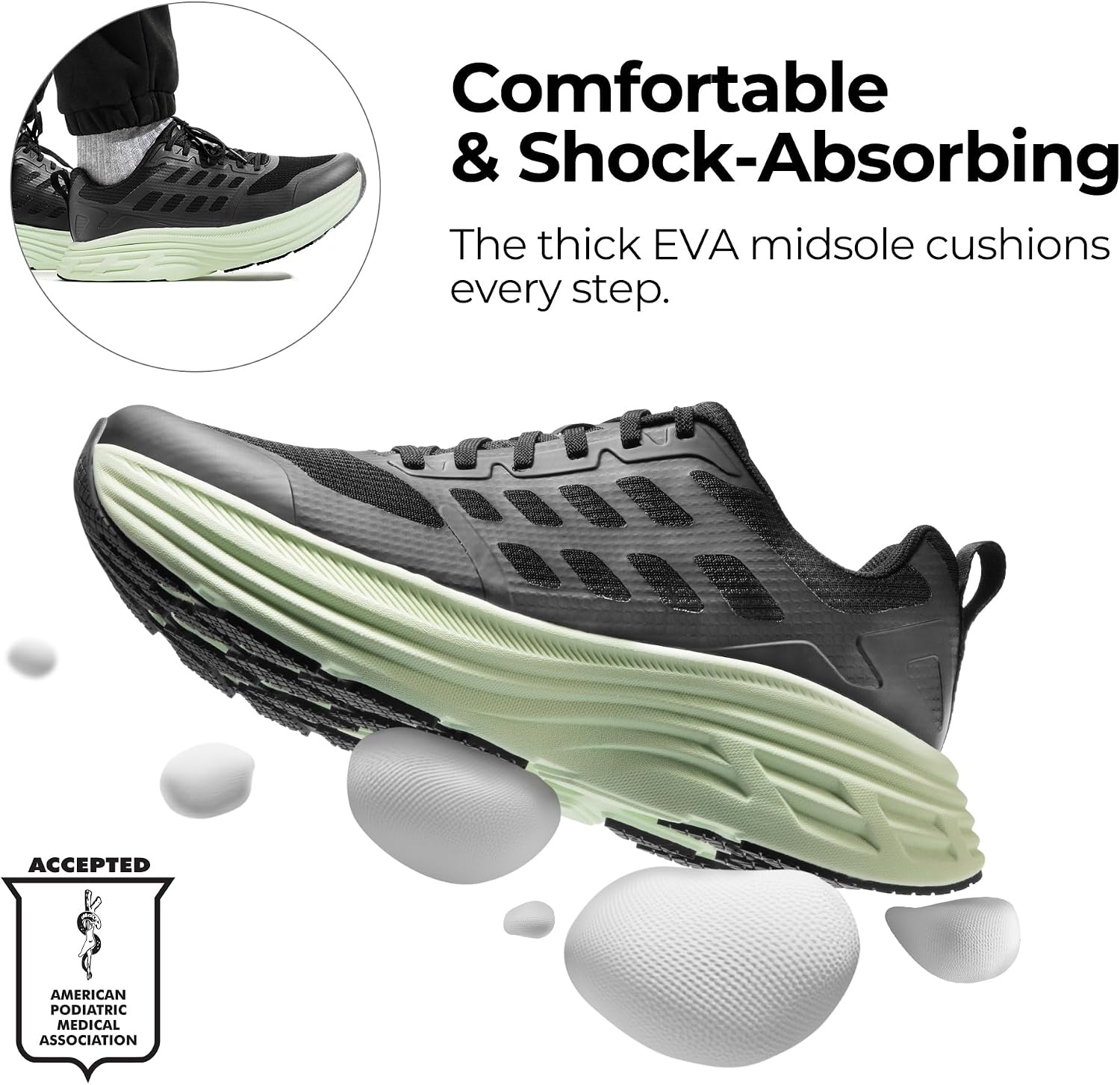 image:imageNORTIV 8 Mens Walking Running Tennis Shoes SneakersBlackGreen