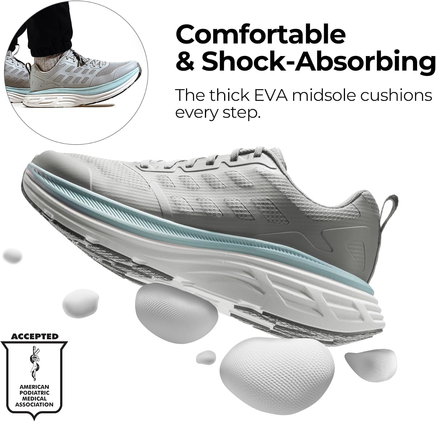 image:imageNORTIV 8 Mens Walking Running Tennis Shoes SneakersGrey