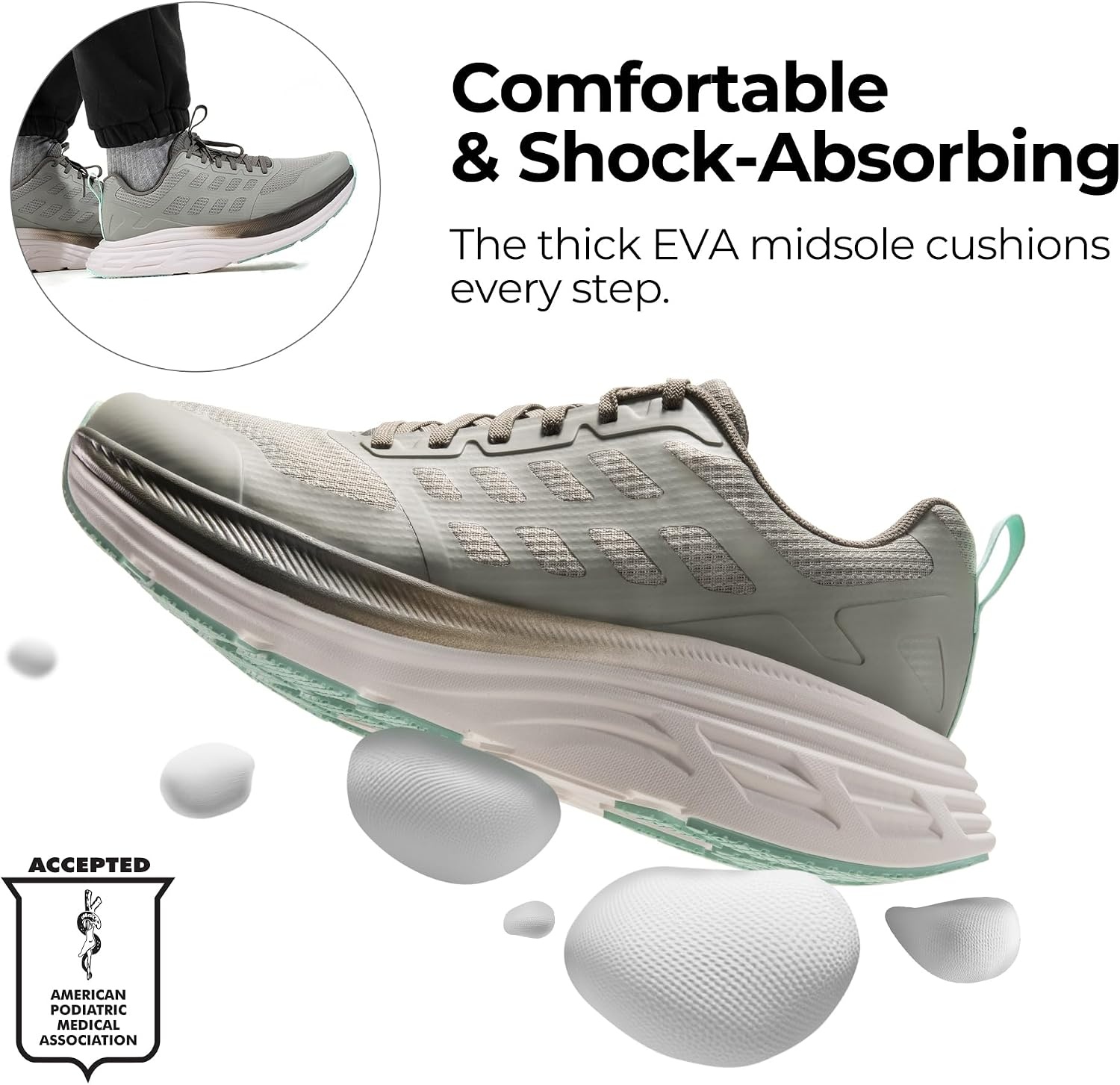 image:imageNORTIV 8 Mens Walking Running Tennis Shoes SneakersGreyish Green