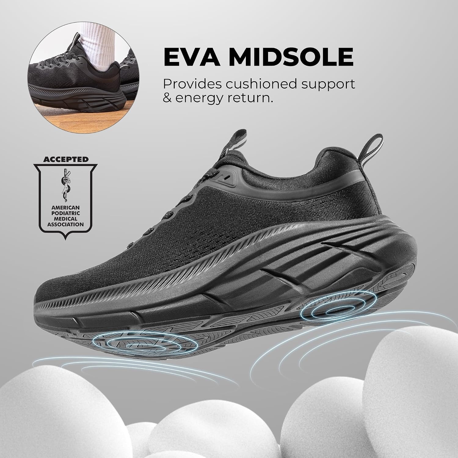 image:imageNORTIV 8 Mens Walking Shoes Running Tennis SneakersAll Black