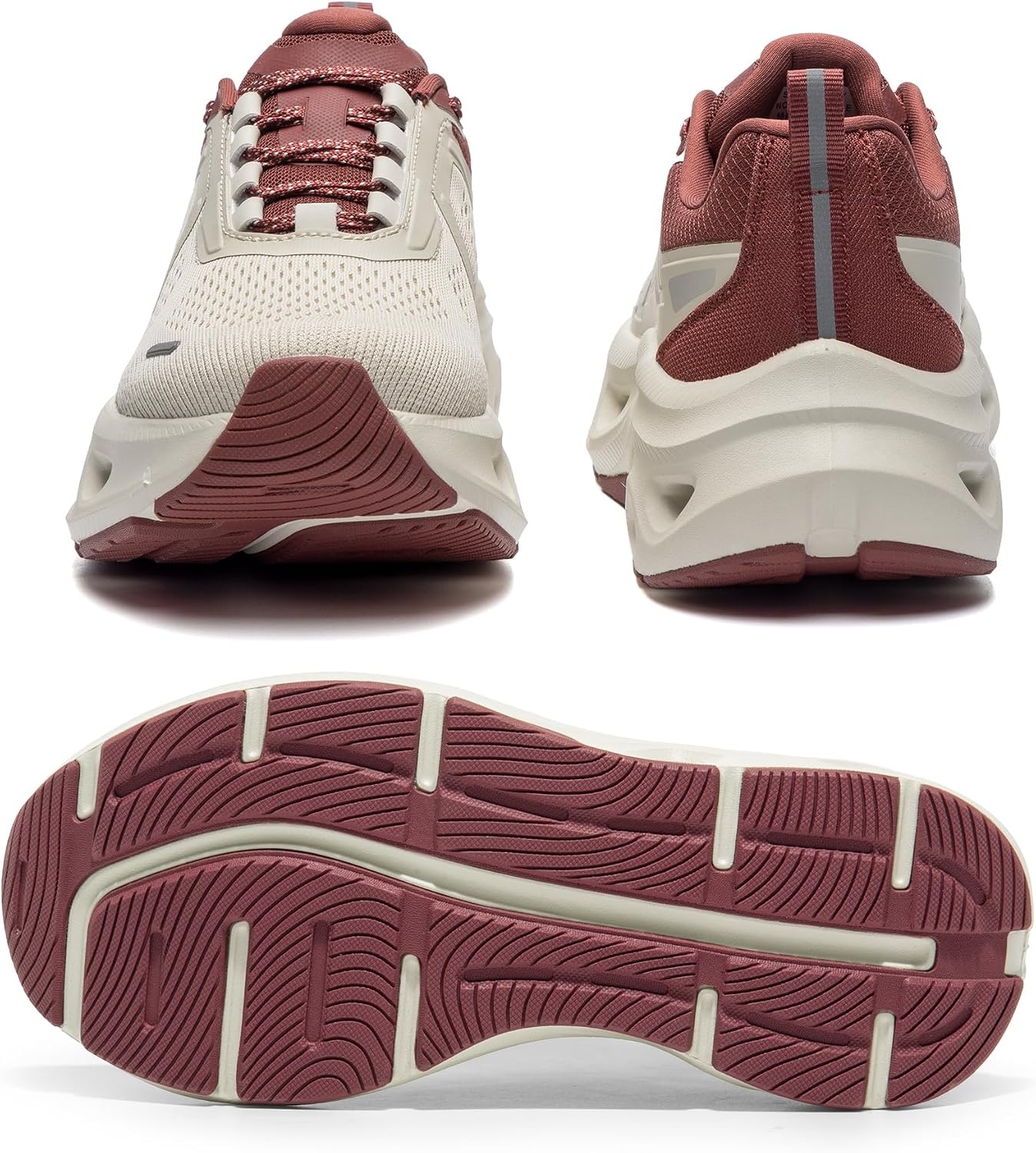 image:imageNORTIV 8 Womens Cushioned Walking Fashion SneakersBeigeBurgundy
